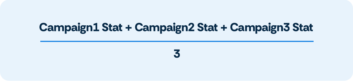 Formula: Campaign1 Stat plus Campaign2 Stat plus Campaign3 Stat, divided by 3