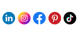 Social Media Icons: LinkedIn, Instagram, Facebook, Pintrest