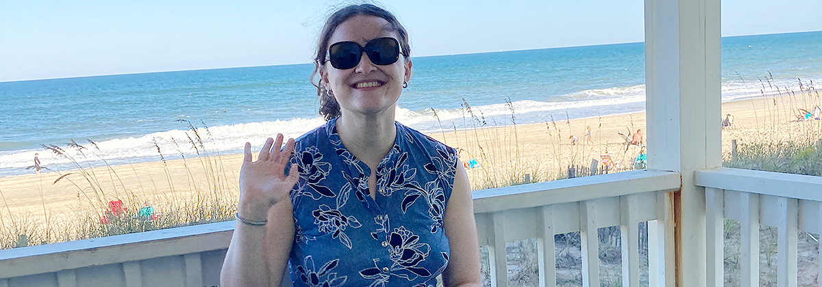 Emily Barnard at the beach