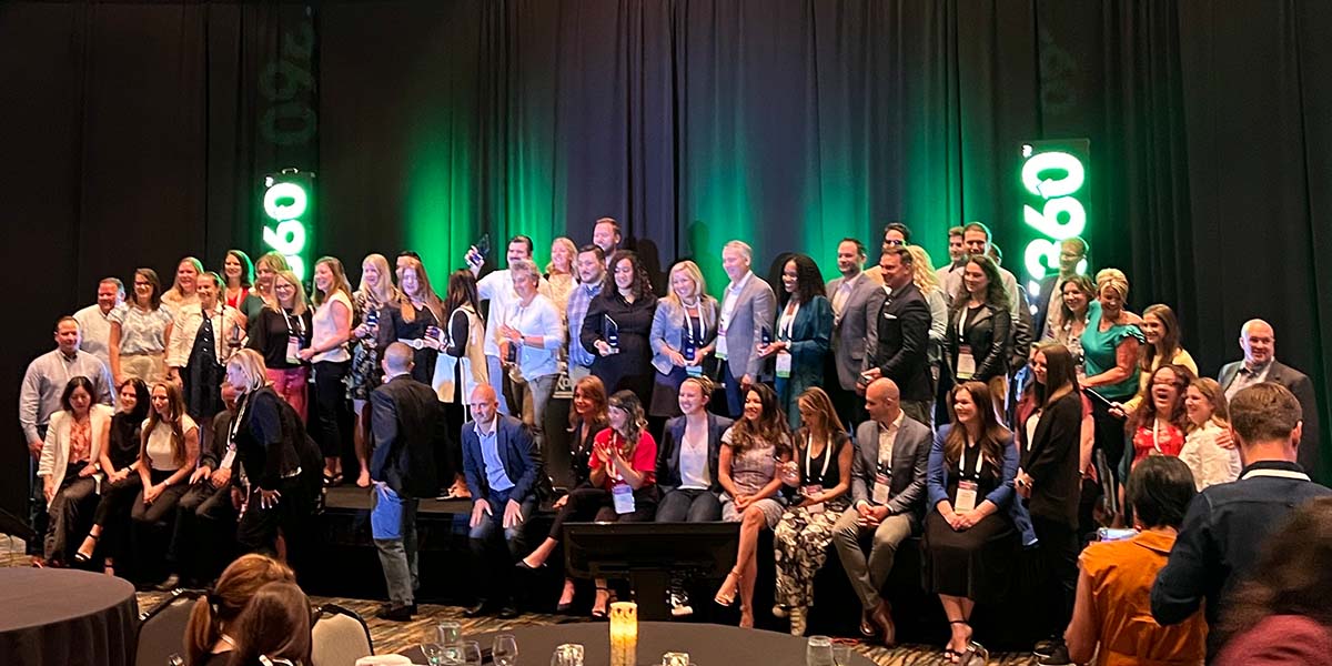 Group picture of winners from Loyalty Expo 2024 in Orlando Florida. It is a conference hosted by Loyalty 360.