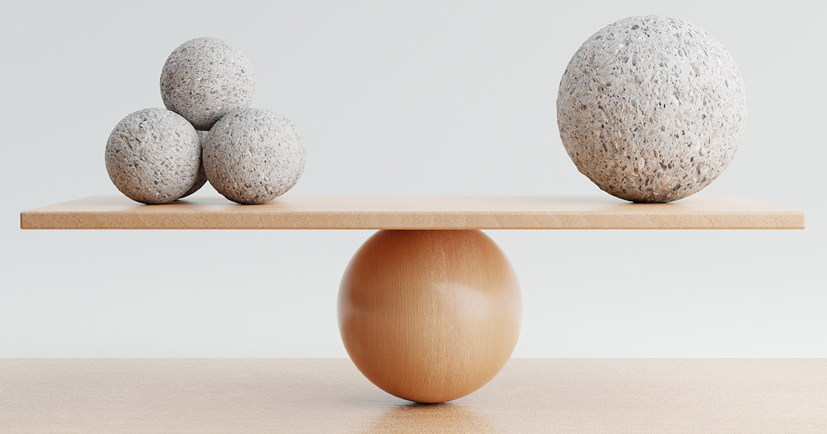 many versus one on a balanced scale similar to deciding on one or many marketing technology platforms